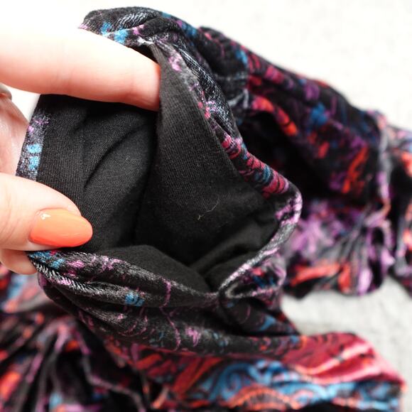 Free People Jumpsuit Womens Small Giselle Velvet Wide Leg Boho Paisley VNeck - Picture 6 of 16